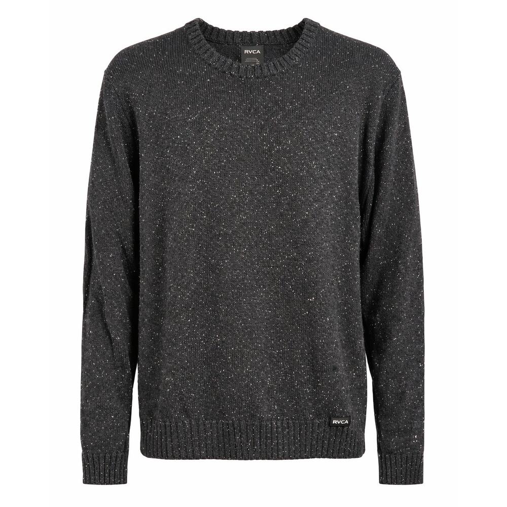 RVCA Men's Neps Crewneck Sweater black knit ribbed small regular fit like new